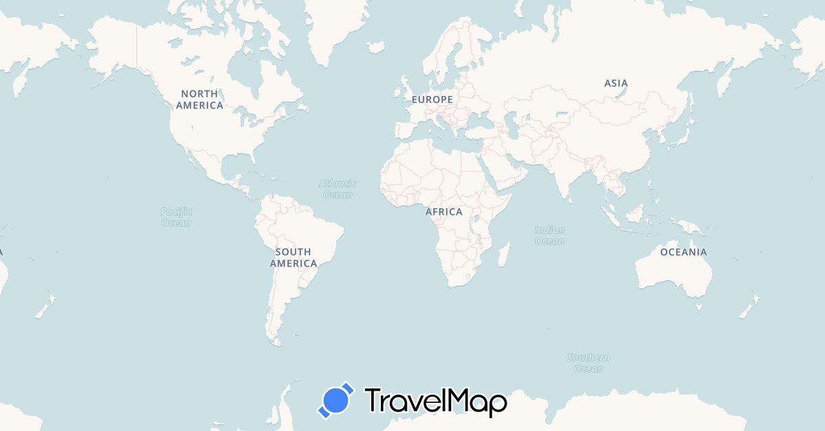 TravelMap itinerary: driving, plane, boat in United Kingdom, Malaysia (Asia, Europe)